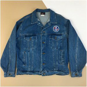 VINTAGE Union Mens Trucker Denim Jacket Size Large‎ Aerospace Workers USA